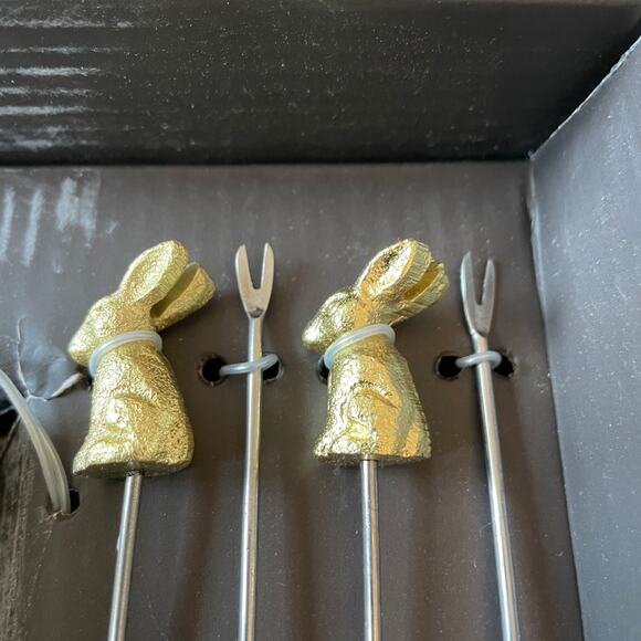 Marble and Gold Bunny Rabbit Cocktail Picks Set of 8 Easter New - Picture 4 of 12